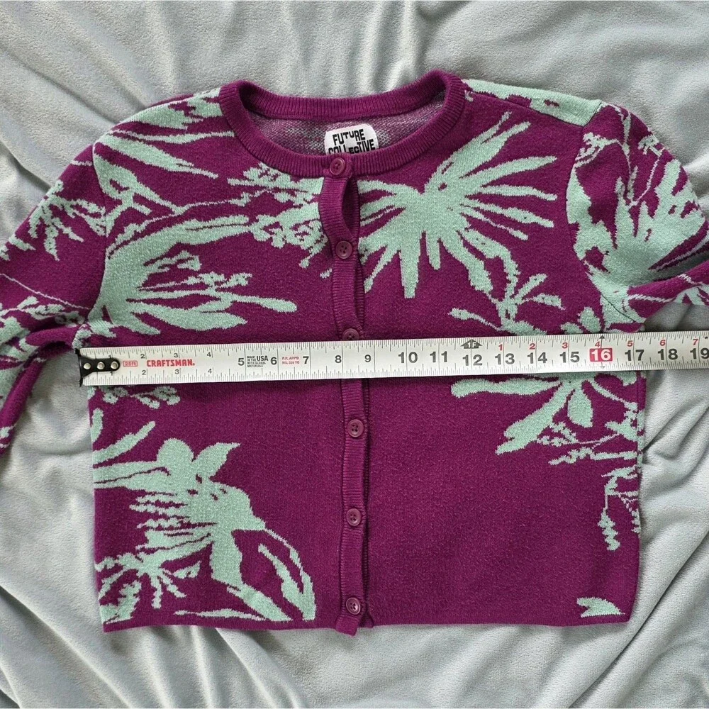 Future Collective Gabriella Karefa-Johnson Purple Teal Floral Cardigan XXS